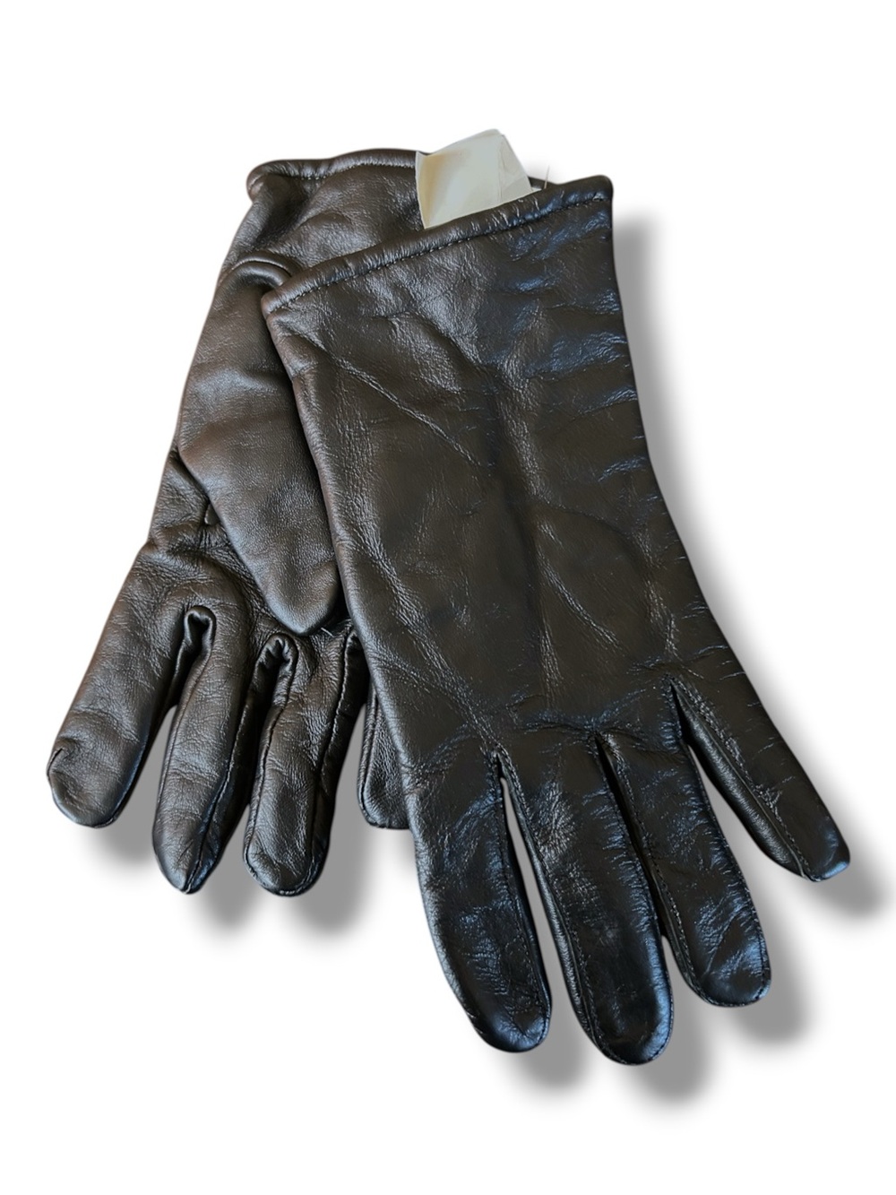 Genuine Large Black Leather Gloves Wool Blend Lined Size 8